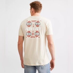 Ariat Western Short Sleeve T-Shirt Tee Small tan beige America casual cotton